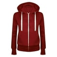 thumbnail image 4 of idosla Women's Full Zip Up Hoodie Long Sleeve Hooded Sweatshirts Pockets Jacket Coat for Women (Wine, XL), 4 of 4