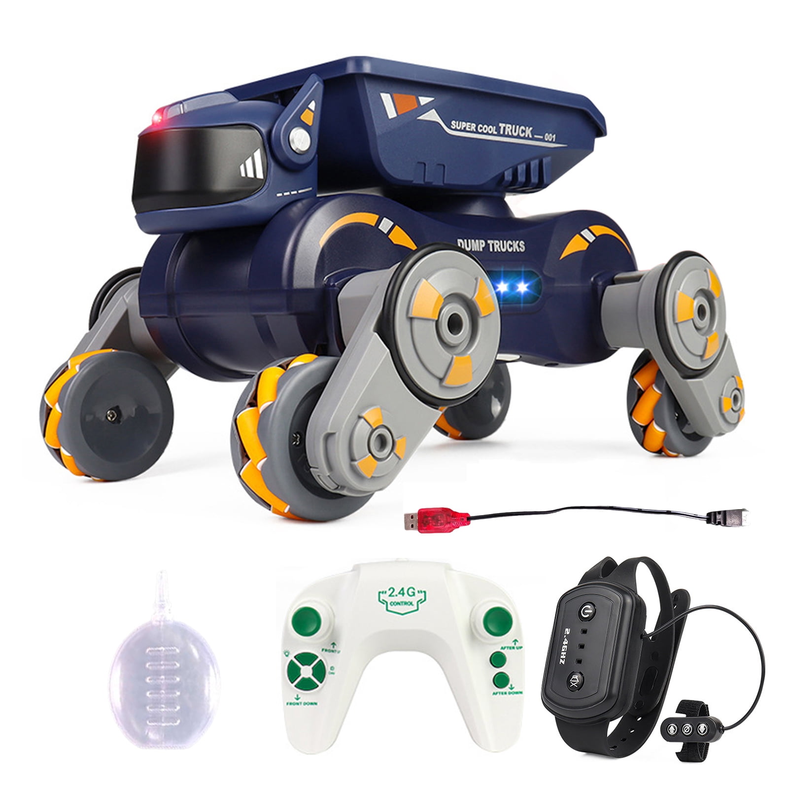 Trendix Robot Dog RC Car, Gesture Sensing Remote Control Cars with Light Music, 360-Degree Drift 2.4GHz Crawler Vehicle four-wheel Drive (Orange)