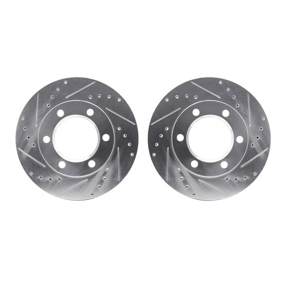 Dynamic Friction Company Front Brake Rotors-Drilled and Slotted-Silver 7002-42002