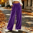 thumbnail image 3 of cocolona Womens Winter Casual Loose Velour Pants Elastic Waist Straight Wide Leg Travel Lounge Pants with Pockets, 3 of 5