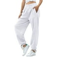 thumbnail image 5 of BODOAO Sweatpants for Women High Waist Lounge Jogger Pants Solid Color Baggy Lightweight Comfy Trousers with Pocket Pant Solid Color Sports and Leisure Pant Wide Leg Pants and Pocket Pants White M, 5 of 8