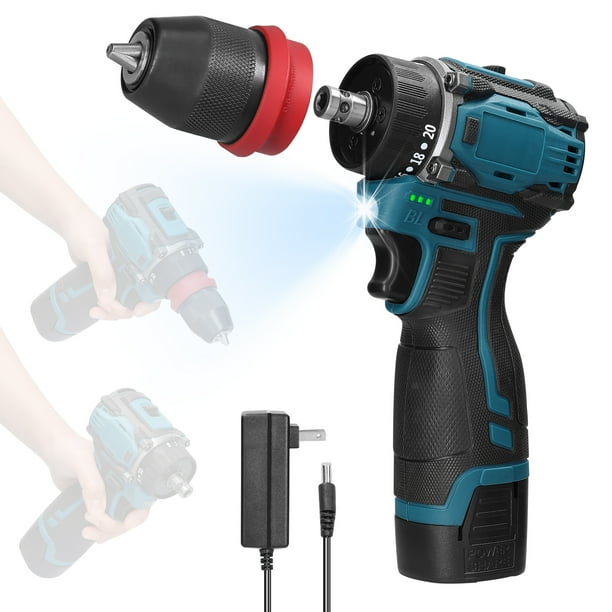 Electric 18V 2in1 Taladro de Litio Destornillador Eléctrico Herramienta de Alimentación Multifunción de 45 nm Sin Cepillo Motor Prácico para Electrodomémico