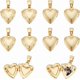 thumbnail image 1 of 12 dijes de corazón chapados en oro de 18 quilates, ideales para guardar fotos o como recuerdo. Incluyen colgantes de metal con cierre de presión para crear collares conmemorativos., 1 of 6