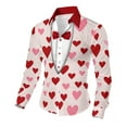 thumbnail image 2 of UVEASISHA Mens Funny Valentines Day Shirt 3D Love Heart Print Long Sleeve Dress Shirts Regular Fit Fashion Holiday Fake Blazer Party Shirt Pink#2 XL, 2 of 8