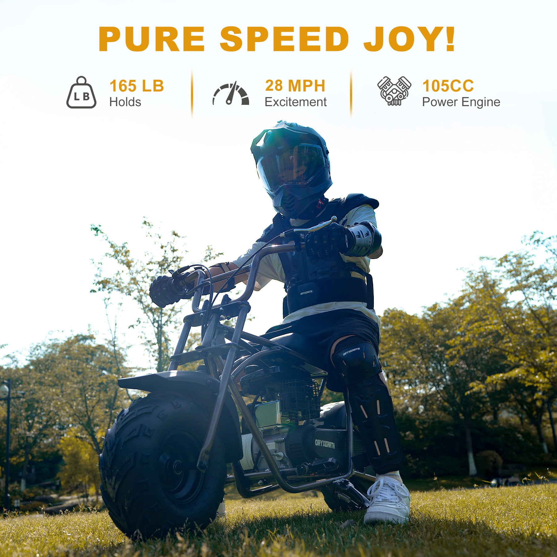 Oryxearth OGM105 Basic 4-Stroke Mini Bike, 105CC Gas Powered Dirt Bike,Off-Road Trail for Adult, up to 28 Mph, Rust