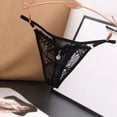 thumbnail image 3 of Panties for Women,Exquisite Underwear Transparent Lace Low Waist Thong Seamless Elastic Breathable T-Shaped Panties,Womens Underwear,Black,One Size, 3 of 3