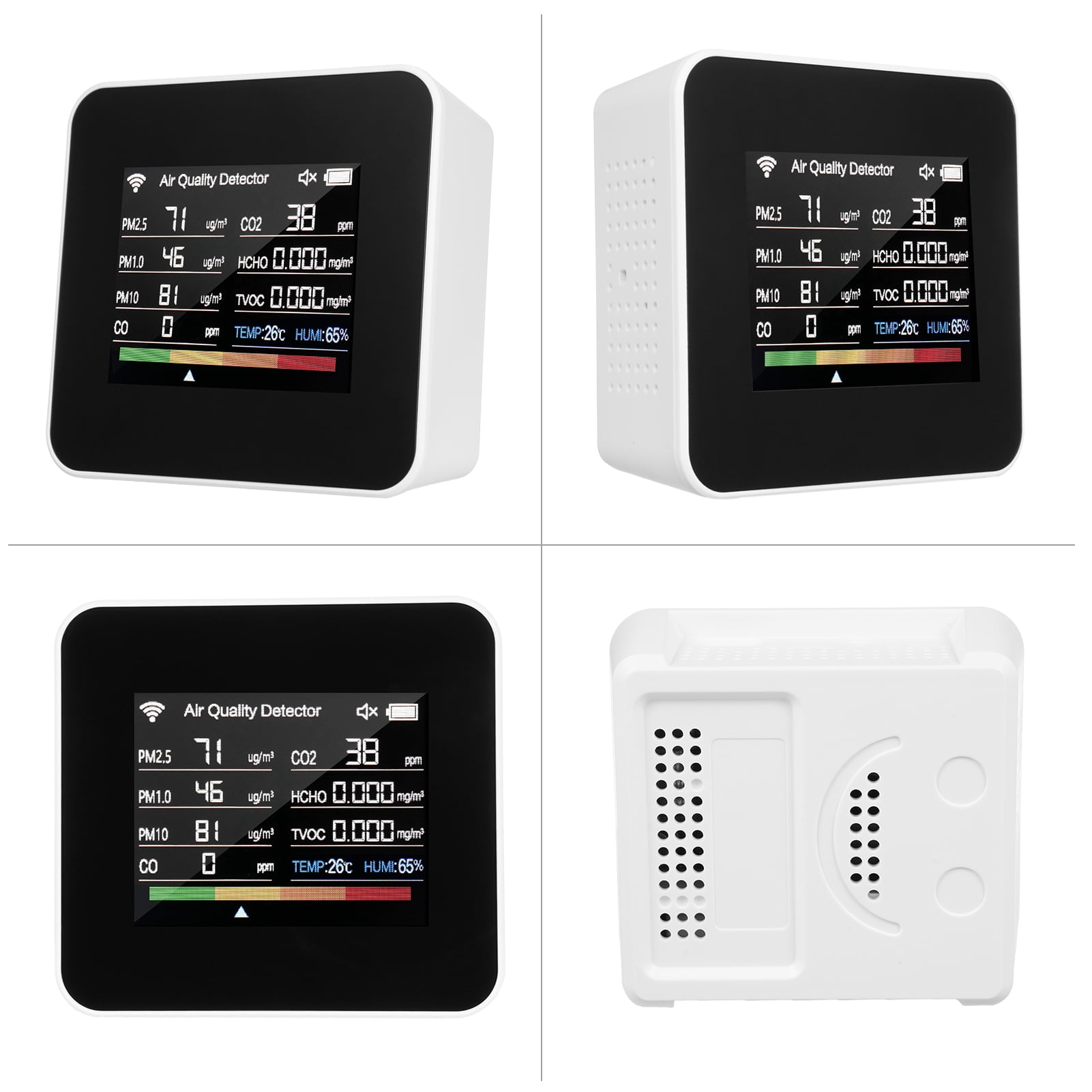 Air quality detector,Pm1.0 Pm10 And Pm2.5 Pm1.0 Quality - Pm10 2.8inch Tft Co Tvoc Air Quality Display Support App Tvoc Temperature Wifi App With Time 14-in-1 Indoor Tft In 1