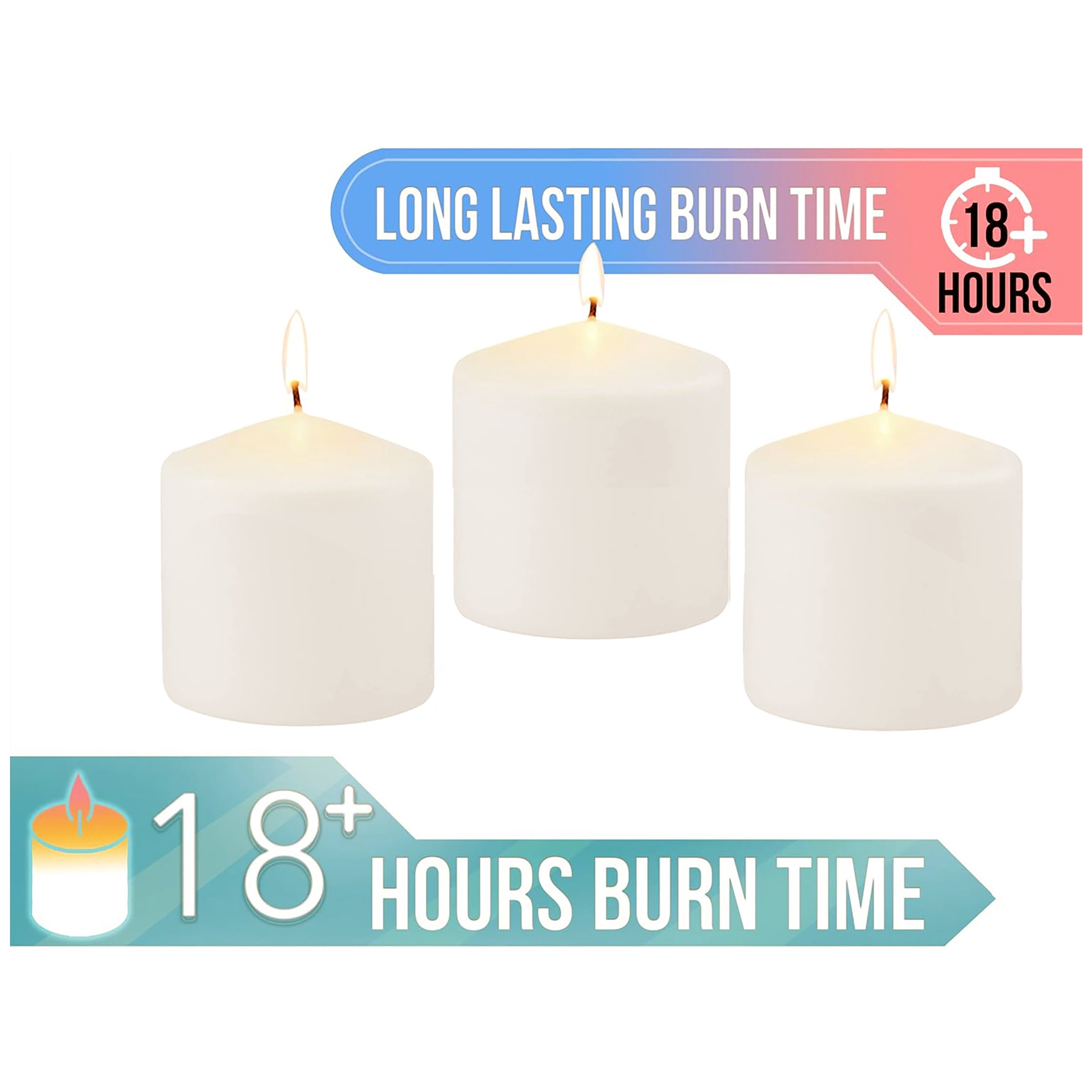 Stonebriar Collection Unscented Ivory Pillar Candle, 6-Pack, 3" x 3", 18-Hour Burn Time