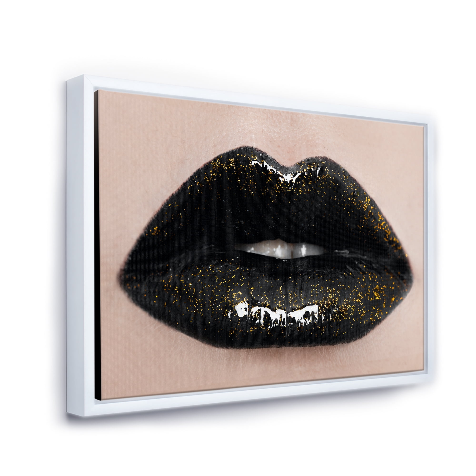 Close-Up Of Gorgeous Female Lips I 32 in x 16 in Framed Photography Canvas Art Print, by Designart