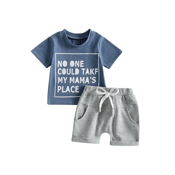 Bagilaanoe 2pcs Toddler Baby Boy Short Pants Set Short Sleeve Letter Print T Shirt Tops Shorts 6M 12M 18M 24M 3T Kids Casual Summer Outfits