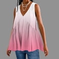 thumbnail image 2 of Plebaso V Neck Tank Tops for Women Gradient Color Ruffle Shirts Flowy Sleeveless Womens Summer Blouses, 2 of 5