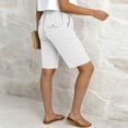 thumbnail image 4 of RYRJJ Women's Cotton Linen Bermuda Shorts Knee Length Drawstring High Waisted Casual Beach Summer Shorts with Pockets(White,M), 4 of 6