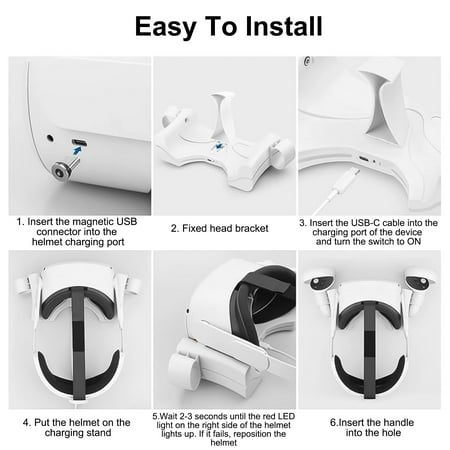 Charging Dock Fit for Oculus/Meta Quest 2, TSV VR Wall Mount Charging Station, VR Headset Display Holder and Controller Mount Station with Charge Cable, LED Indicator, VR Accessories