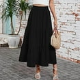 thumbnail image 4 of CHUOU Women Summer Boho Elastic High Waist Pleated A Line Flowy Ruffle Swing Tiered Long Beach Skirt, 4 of 5