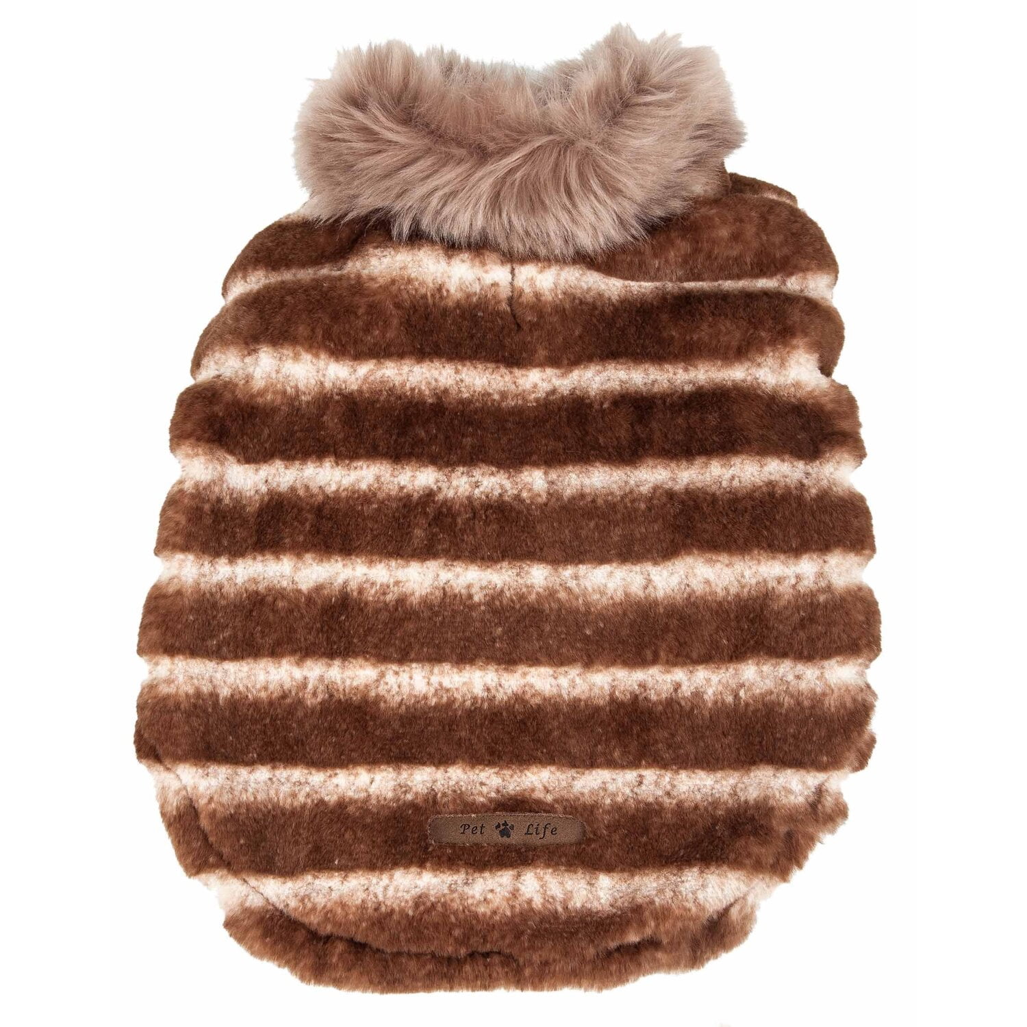 Pet Life ® Luxe 'Tira-Poochoo' Tiramisu Patterned Mink Fur Designer Dog Jacket
