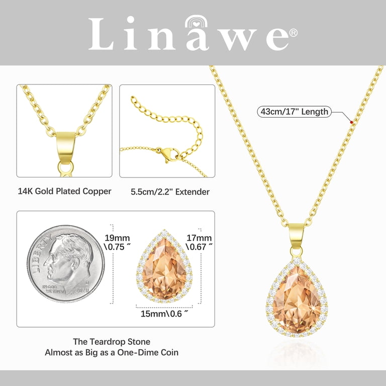 B. BRILLIANT Sterling Silver Halo Teardrop Necklace & Earrings Set - Genuine/Simulated Gemstone, Gift Box, Emerald