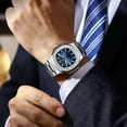 thumbnail image 3 of POEDAGAR Men's Blue Quartz Diamond Fashion Stainless Steel Watch Luminous Date Wristwatch, 3 of 9