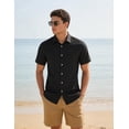 thumbnail image 6 of COOFANDY Men’s Button Down Shirt Short Sleeve Lightweight Casual Summer Beach Shirt Textured Linen Shirts, 6 of 7