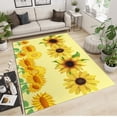 thumbnail image 2 of Yellow Sunflower Flowers Rugs for Living Room, Vintage Watercolor Print Indoor Non-Slip Carpet, Floor Rug Washable Low-Pile High Traffic for Boy Girl Bedroom Study 5x7ft, 2 of 7