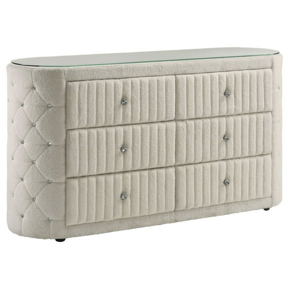 Sonya 6-drawer Upholstered Bedroom Dresser Ivory