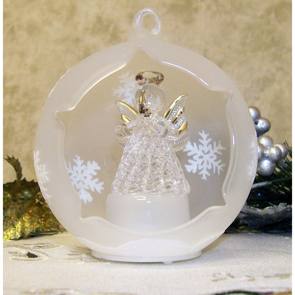 Angel Lighted Ornament  Angel Praying in a LED Frosted Glass Globe