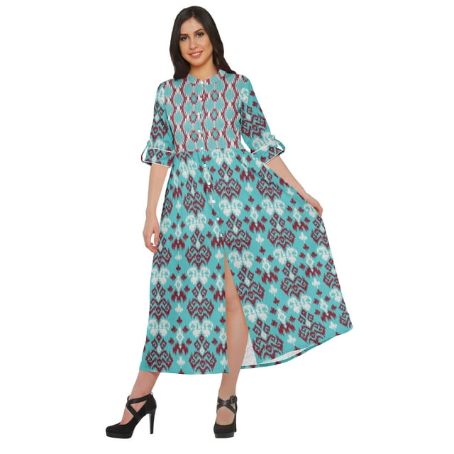 Moomaya Robe Kurti Longue à Manches Courtes Imprimée, Tunique Ligne A, Haut Indien pour Femmes