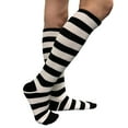thumbnail image 3 of COUVER Womens 1 Inch Stripe Cotton Knee High Socks Black White 2 Pairs (Womens), 3 of 9