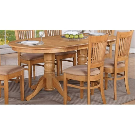 VT-OAK-T Vancouver Oval Double Pedestal Dining Room Table with 17'' Butterfly Leaf