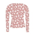 thumbnail image 3 of Women's Long Sleeve Shirts Ribbed Knit Slim Fit Tops 2026 Floral Printed Basic Tee Casual Stretch Crew Neck T-Shirts, 3 of 5