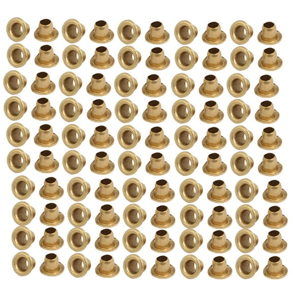 100pcs M2.5 x 2.5mm Brass Plated Metal Hollow Eyelets Rivets Gold Tone