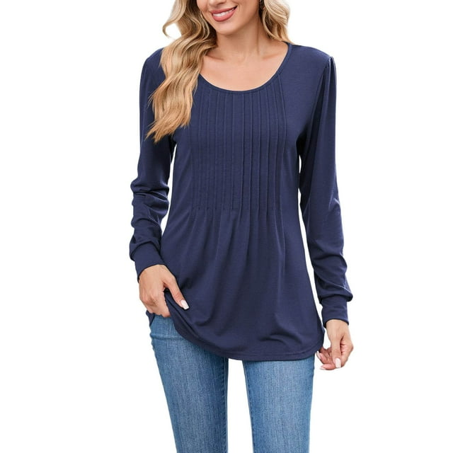 My Items Chemises pour Femmes Chemises à Manches Longues Classiques pour Femmes T-Shirts Coupe Ample Col Rond Haut à Manches Longues pour Usage Quotidien et Activités Décontractées TTG