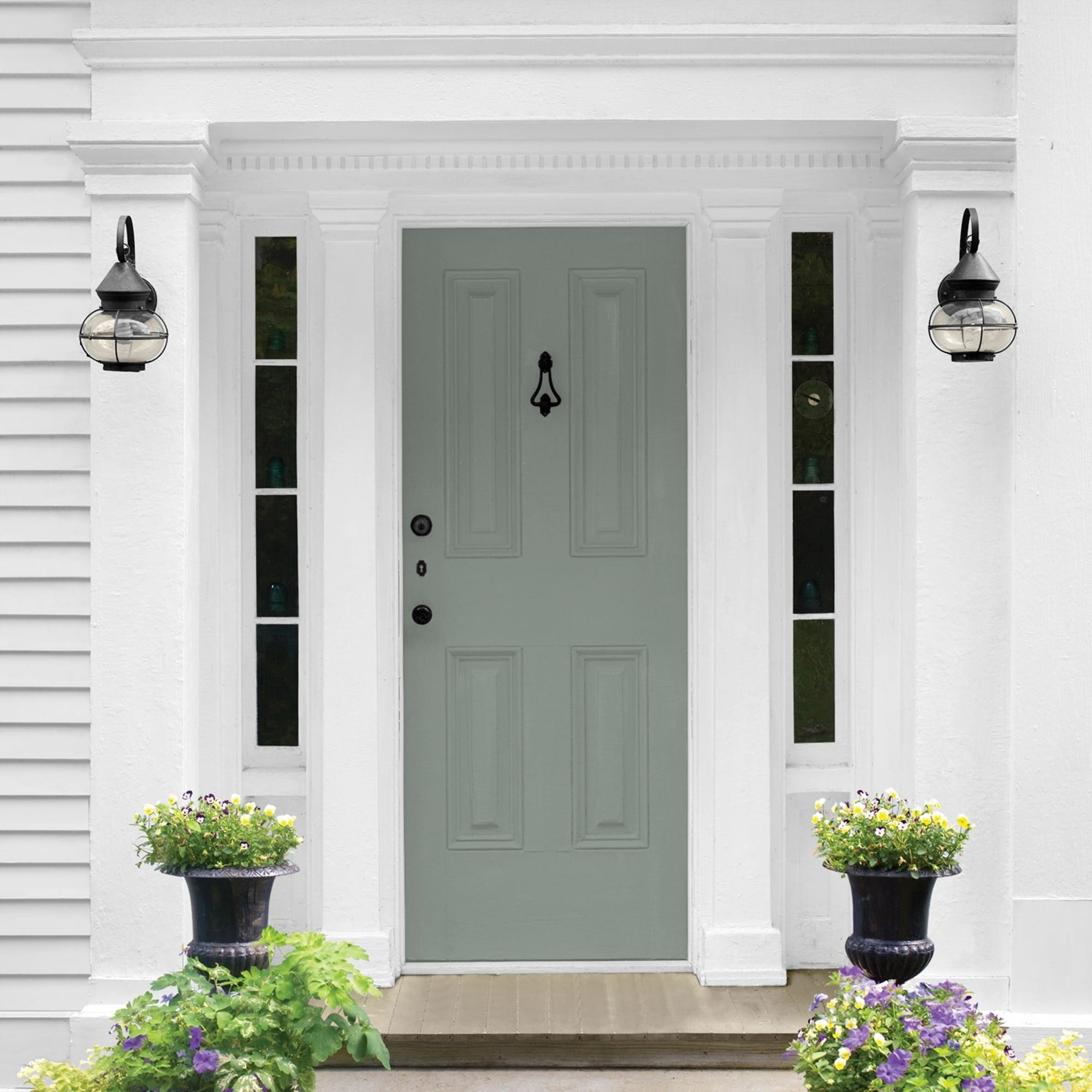 Glidden One Coat Gray Heron / Grey Semi-Gloss Exterior Paint with Primer, 5 Gallon