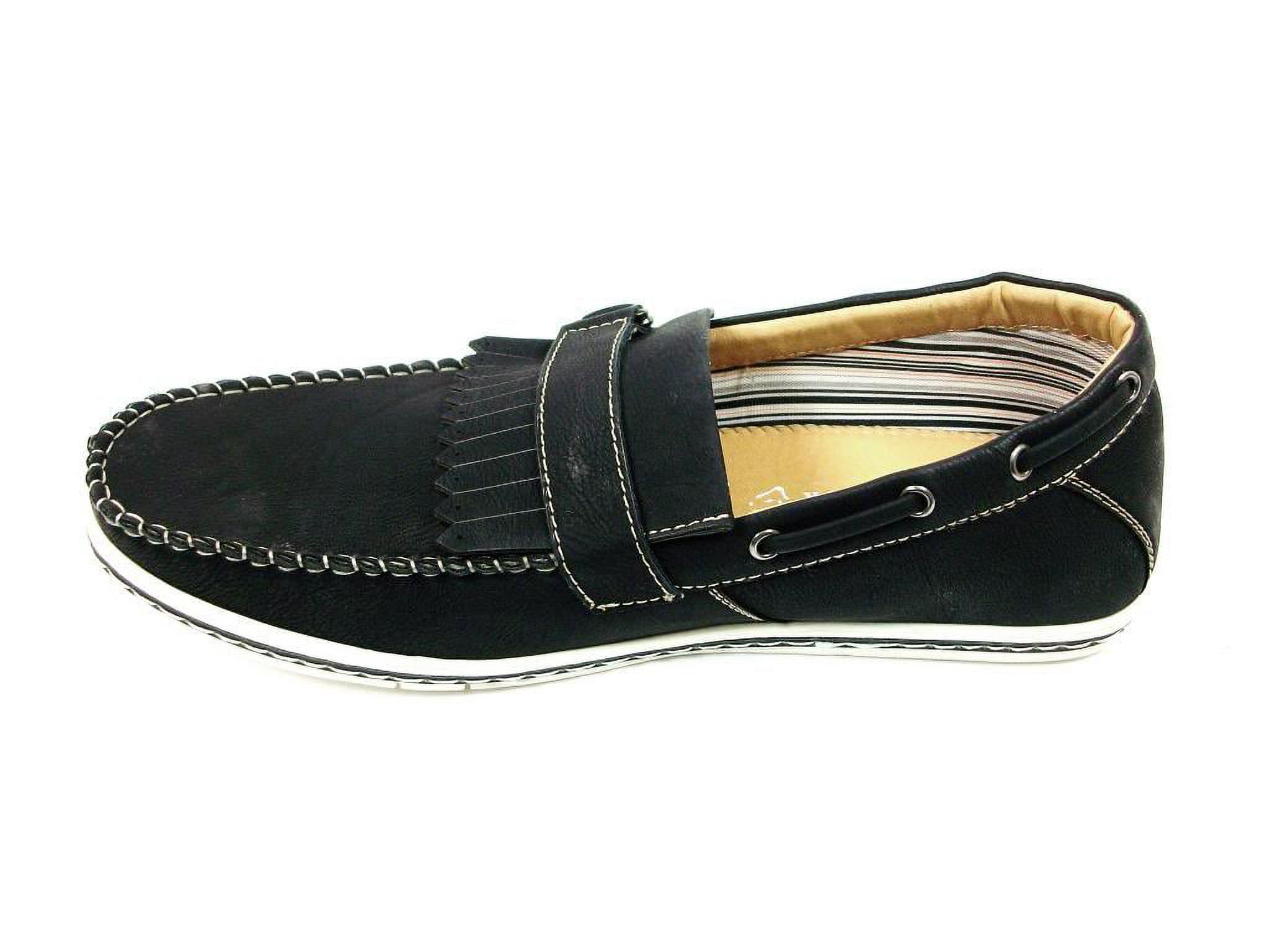 Polar Fox Mens Black Slip on Casual Driving Boat Shoes Buckle Design Styled In Italy - image 3 of 6