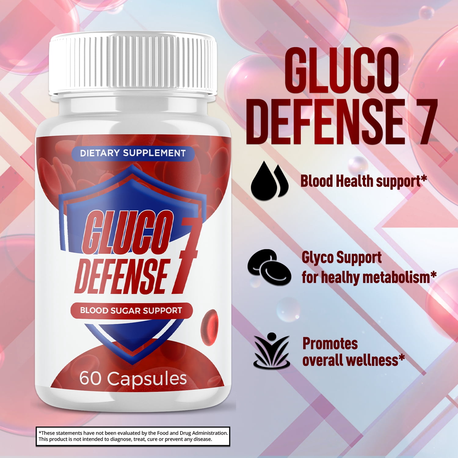 Gluco Defense 7 Blood Balance Support Pills Advanced Formula Vitamin Supplement 120 Capsules