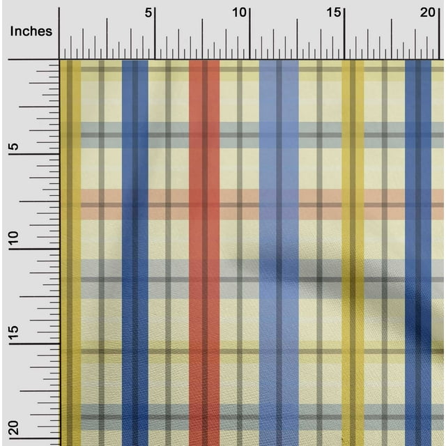 oneOone Cotton Poplin Light Yellow Fabric Madras Check Sewing Craft Projects Fabric Prints By Yard 56 Inches Wide