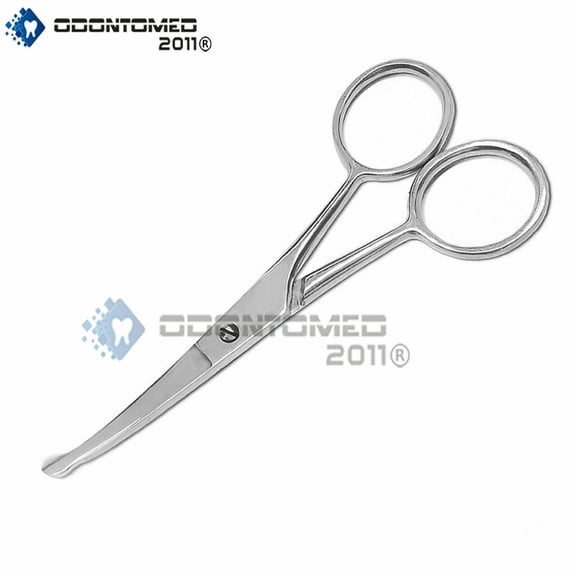 OdontoMed2011 Grooming Scissors 3.5" W/ Safety Tips for Eye, Ear, Nose (Curved Tip)