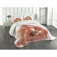thumbnail image 3 of Ambesonne Flamingo Quilted Bedspread Set 3 Pcs, Exotic Bird Watercolor, Queen Size, Orange White, 3 of 5