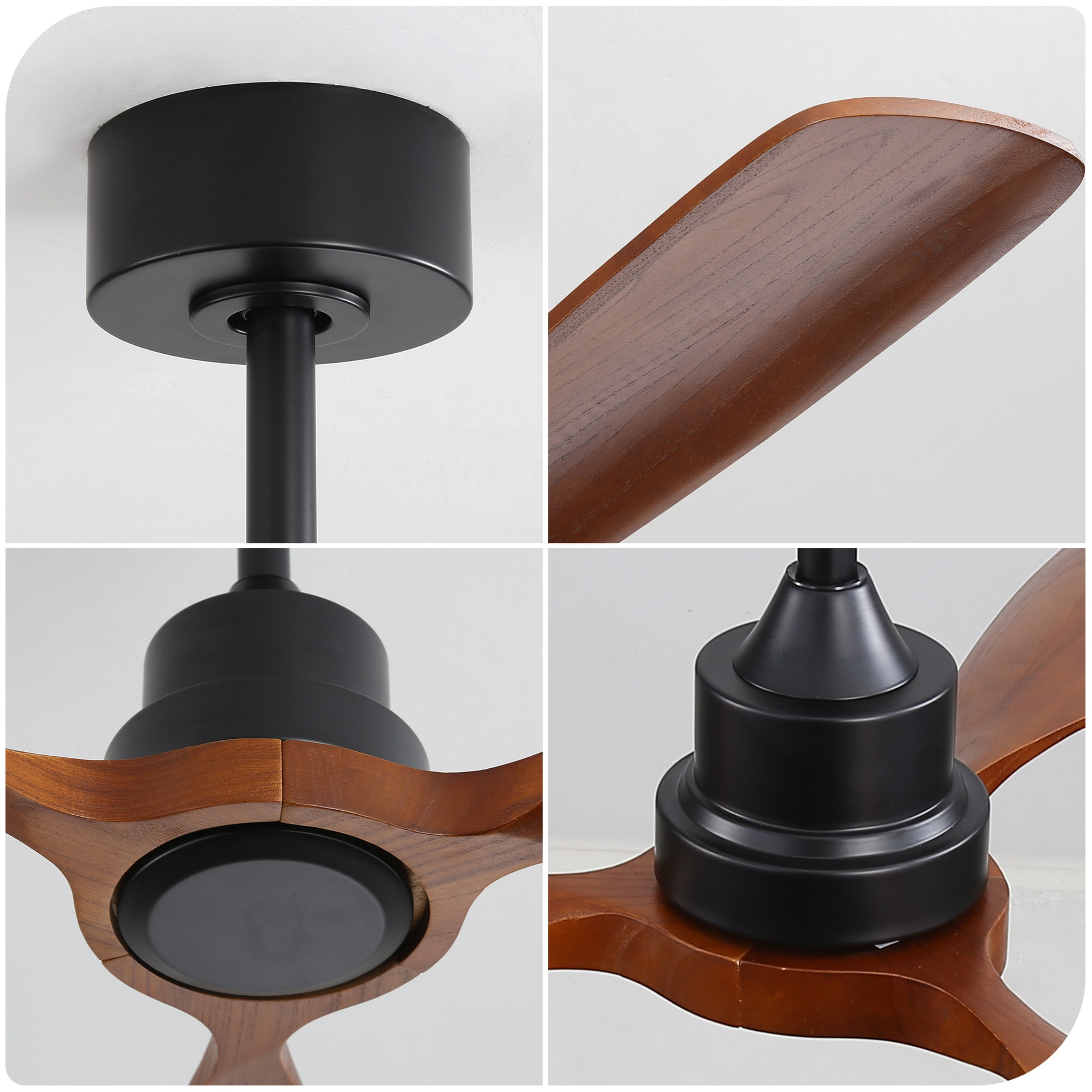 Sofucor 48-Inch Ceiling Fan with No Light, Solid Wood Low-Profile Ceiling Fans with Lights and Remote, Quiet DC Motor, 3-Blade Ceiling Fan for Bedroom, Living Room, Patio