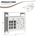 thumbnail image 2 of White Coffee Bar Cabinet with Storage, Farmhouse Buffet Cabinet with Barn Door and Wine Rack, Coffee Station with Drawer, 32 inch Coffee Bar Cabinet with Adjustable Shelf, Dining Living Room, 2 of 9
