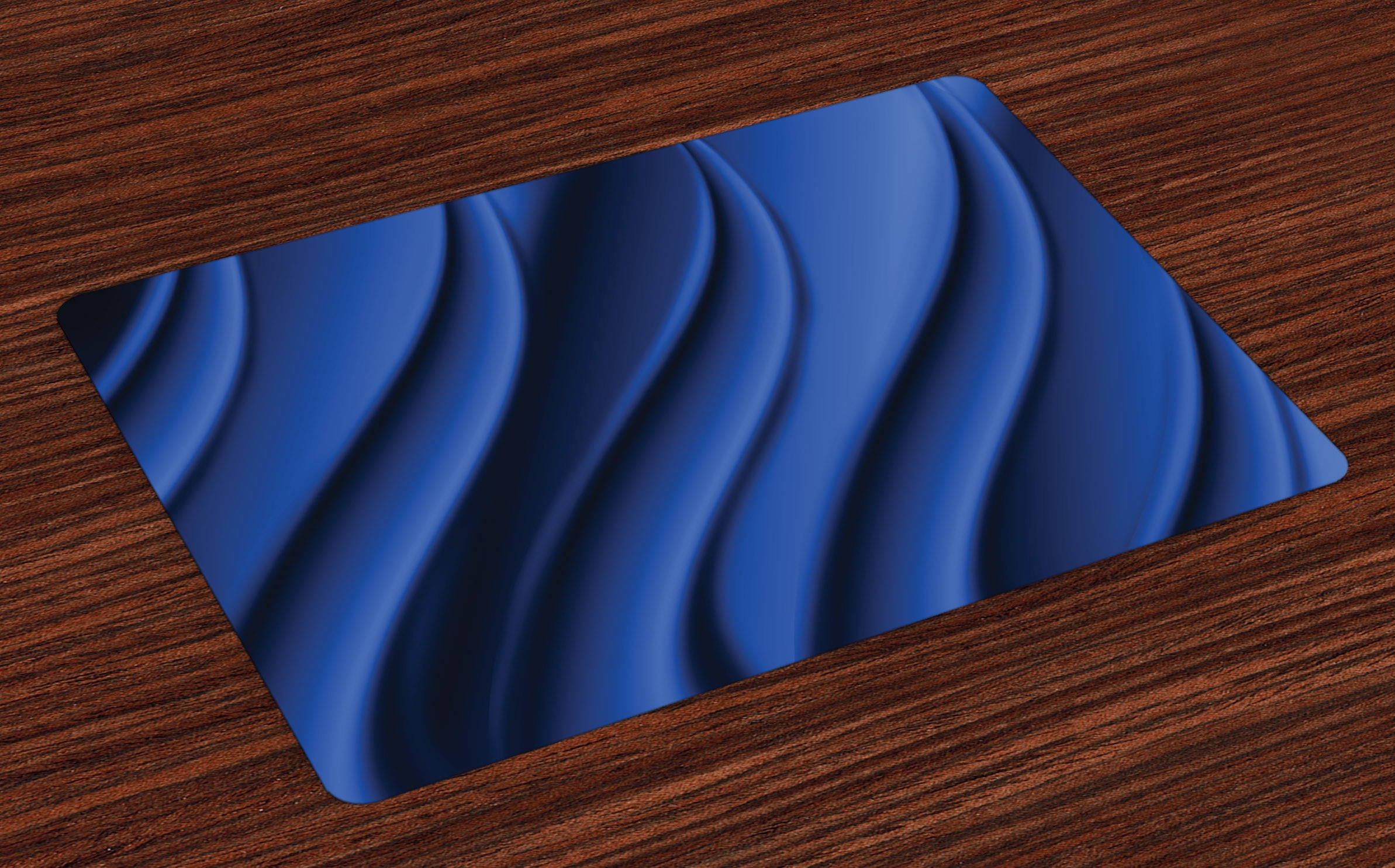 Navy Blue Placemats Set of 4 Ocean Waves Inspired Design with Digital