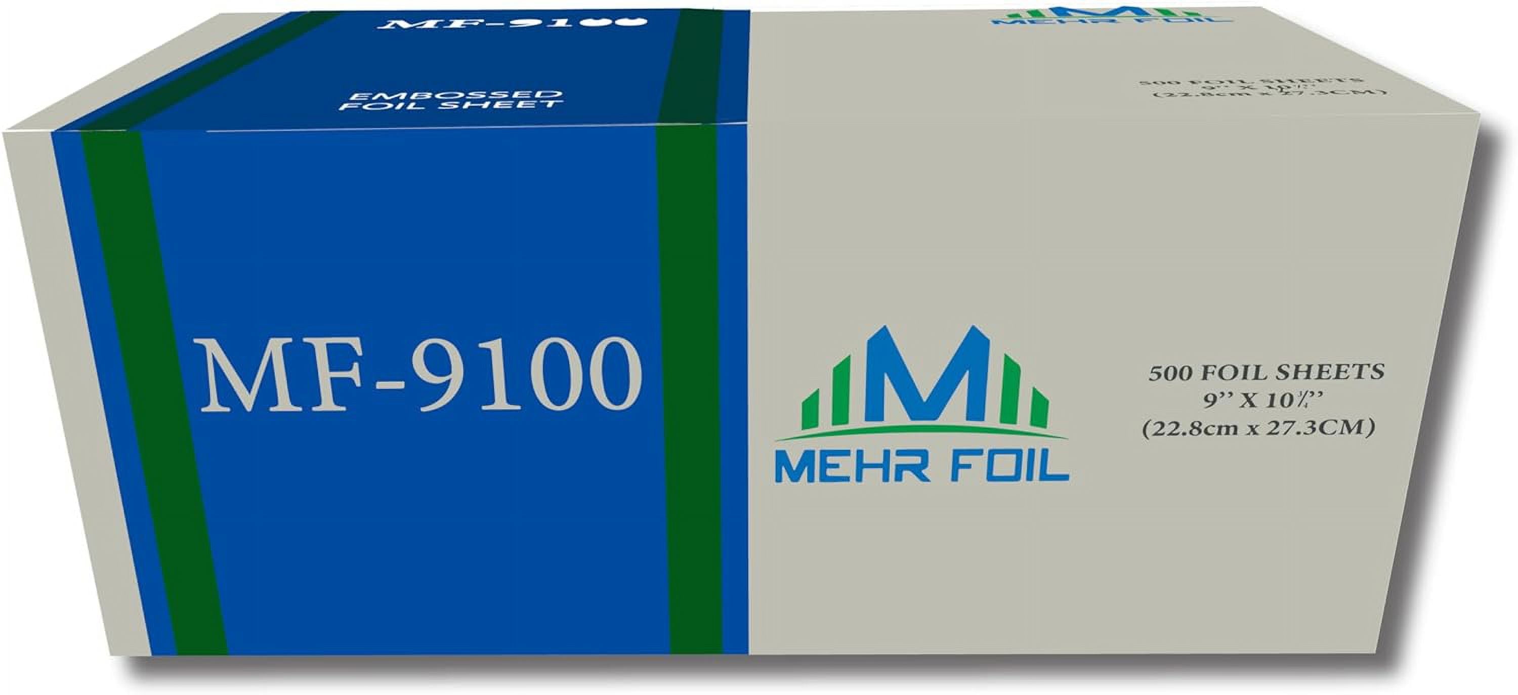 Mehr Foil Premium Aluminum Foil Sheets | Convenient Pop-Up Foil Sheets for Food Storage and Cooking | Pre-Cut 2 Pack Foil Sheets 9" x 10.75 | Box contain 500 Sheets