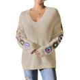 thumbnail image 2 of Suéteres de Punto de Larga con Estampado Floral Bohemio Clásico para Mujer, Estilo Informal, para Otoño e Invierno 2025. Albaricoque S, 2 of 8