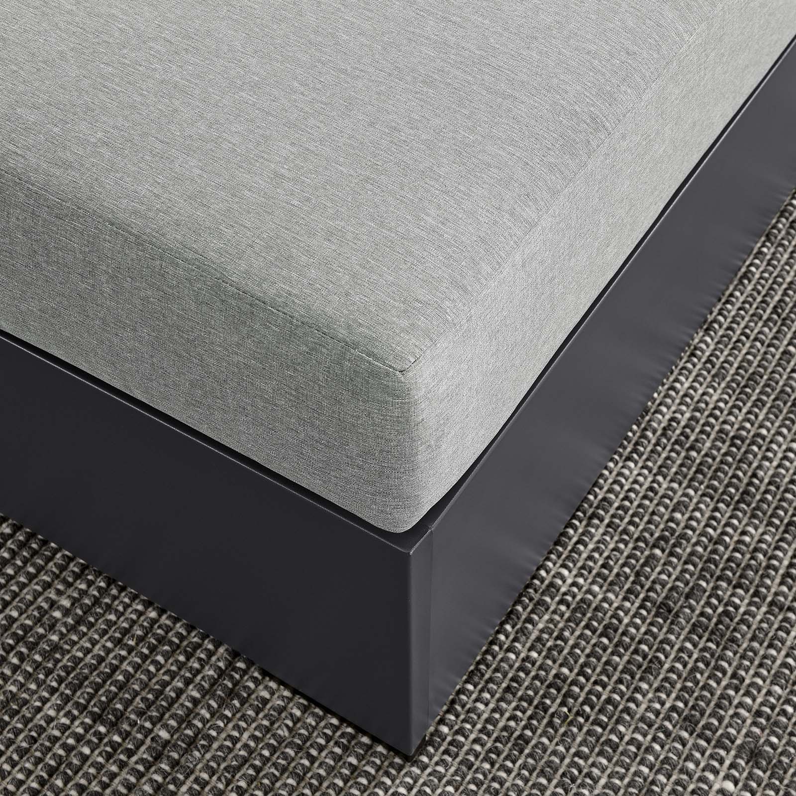Tahoe Outdoor Patio Powder-Coated Aluminum Ottoman in Gray Gray