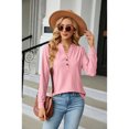 thumbnail image 2 of Anbech Vneck Women Solid Color Shirt Buttons Long Sleeve Blouse Casual Fashion Tops, 2 of 8