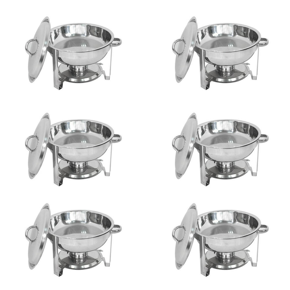 Zeny Pack of 6 Round Chafing Dish Full Size 5 Quart Stainless Steel