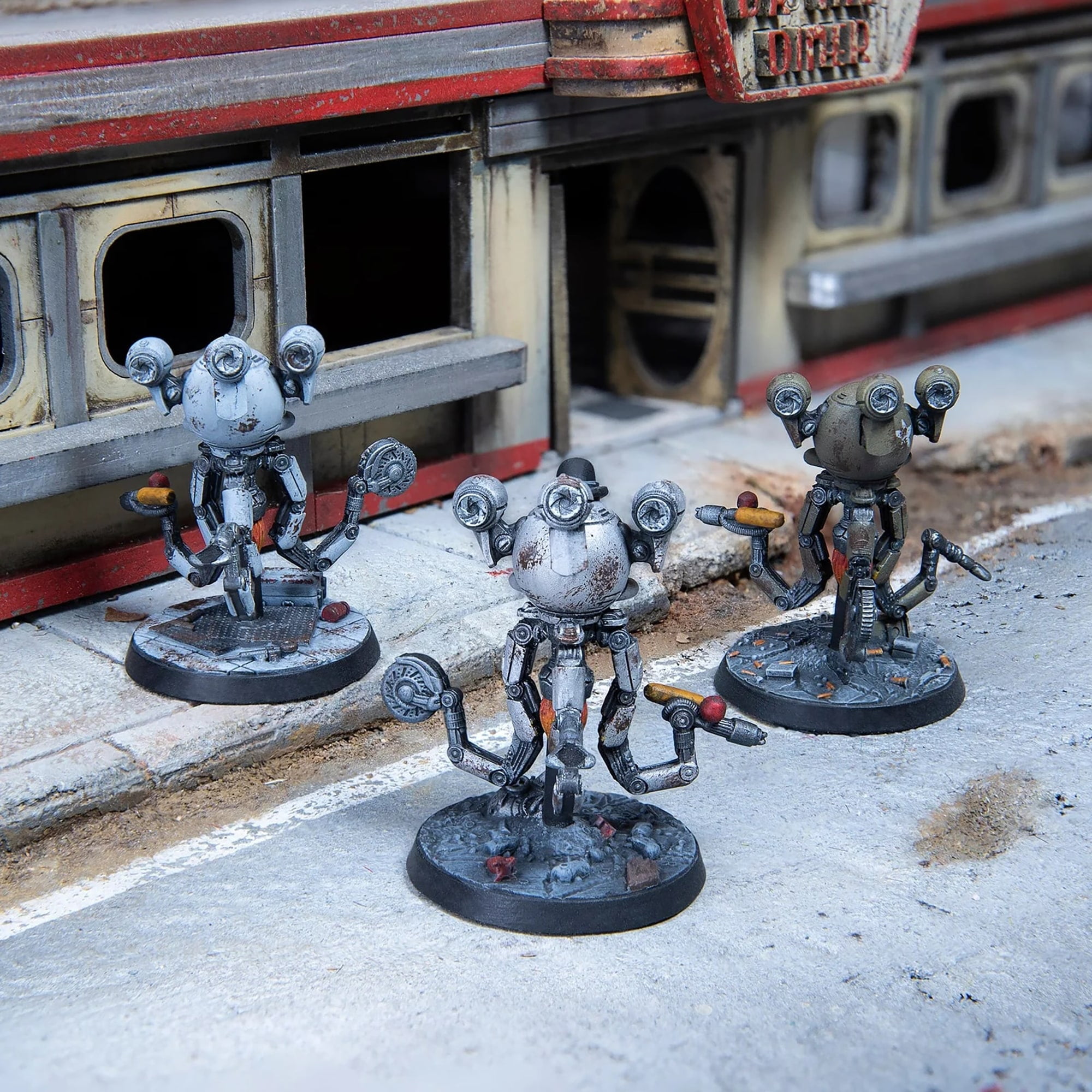 Fallout: Wasteland Warfare | Robots: Mister Handy Pack with 3 Unpainted Miniature Figures