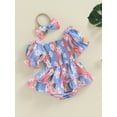 thumbnail image 3 of Suealasg 2Pcs Baby Girl Summer Outfits 3 6 12 18 Months Infant Short Sleeve Daisy Print Romper +Bow Headband Newborn Cute Clothes, 3 of 7