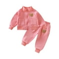 thumbnail image 3 of Swuxness Toddler Fleece Sets, Kids Fall Long Sets, Fall and Winter Children's Clothing Long Sleeved Collar Embroidered Teddy Bear Comfortable Warm Sports Pink, 2 Years, 3 of 4