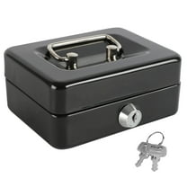 Lock Box Steel Mini Piggy Bank Safe Box with Key Lock for Kids Cash Box Money Box 4 53 x 3 35 x 1 97 Black