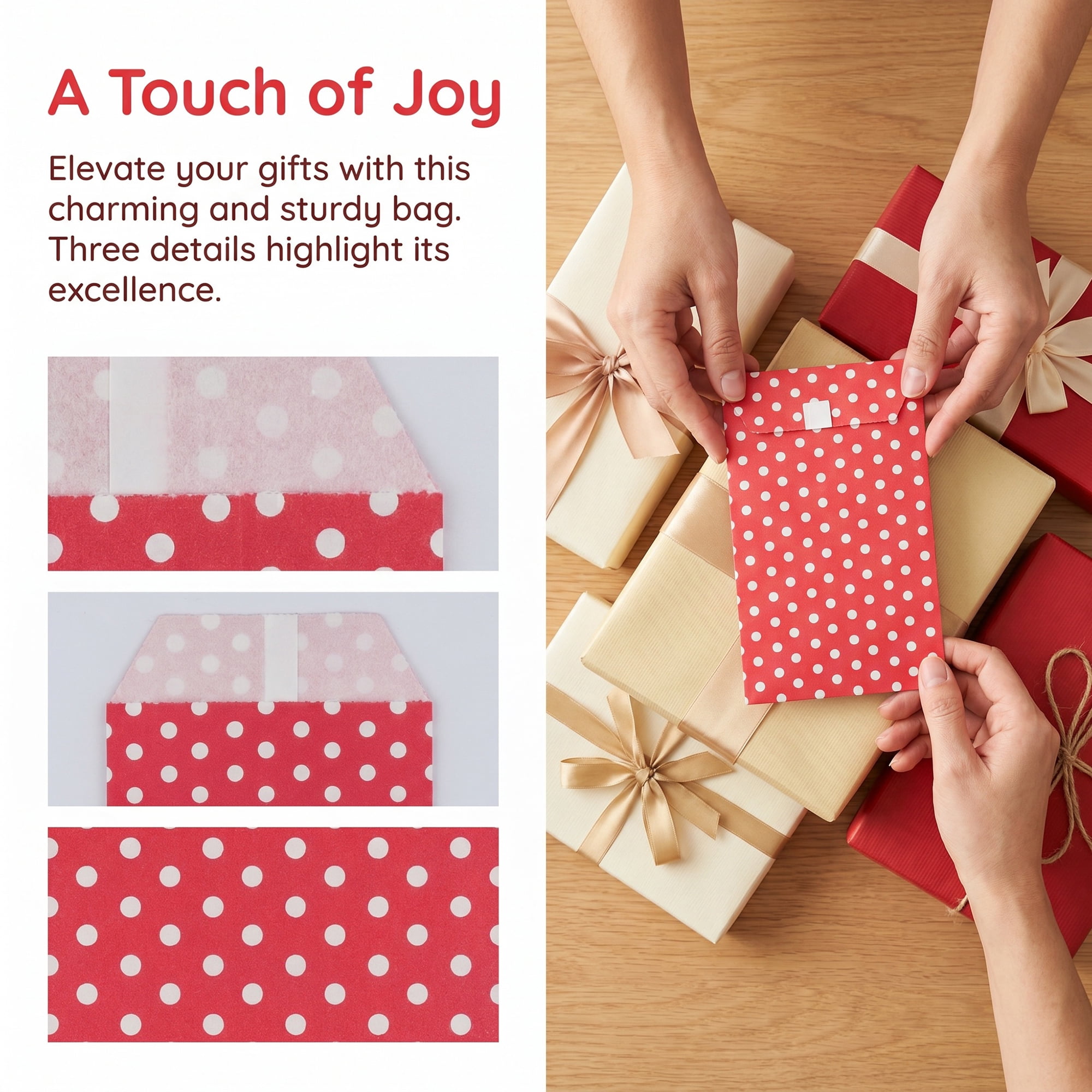 Unique Bargains 6Pcs Elegant Mini Gift Bags for Everyday Use Red 3.1" x 5.1"